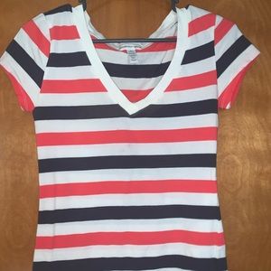 Ambiance Apparel Striped T Shirt Size L